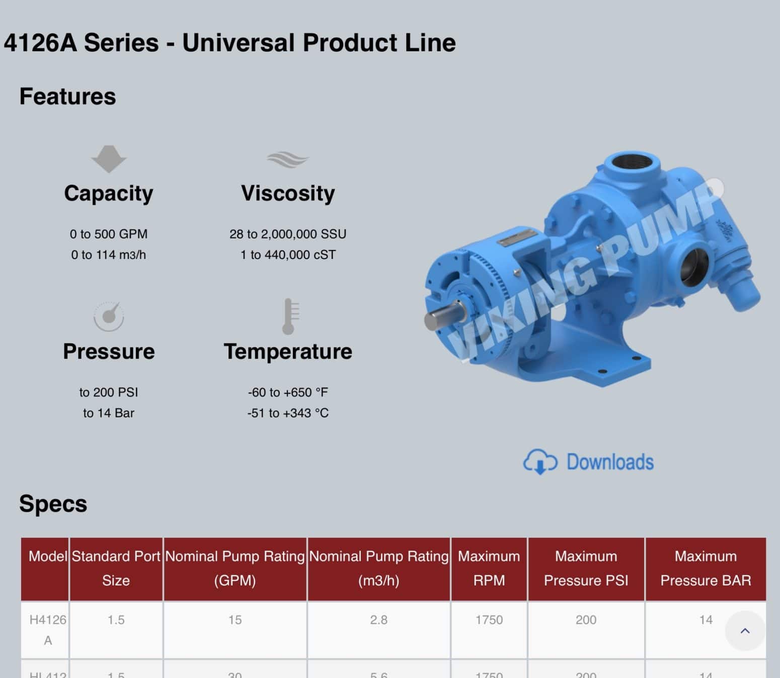 Viking Pump Product Details Sample - compare to EnviroGear, Blackmer Pump, Roper Pump